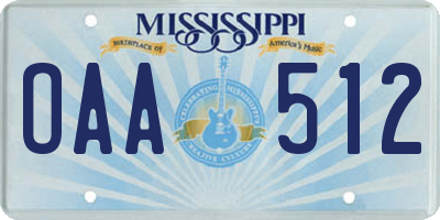 MS license plate OAA512