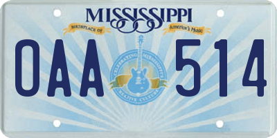 MS license plate OAA514