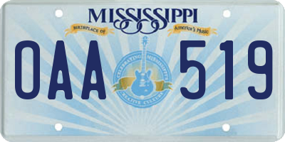 MS license plate OAA519