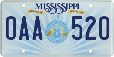 MS license plate OAA520
