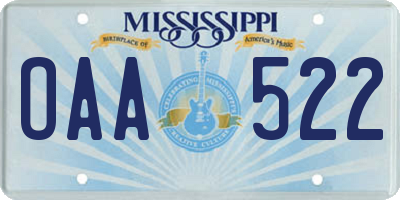 MS license plate OAA522