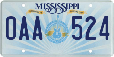 MS license plate OAA524