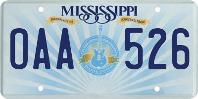 MS license plate OAA526