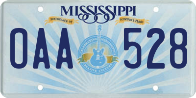 MS license plate OAA528