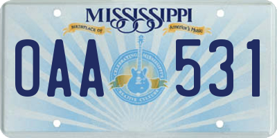 MS license plate OAA531