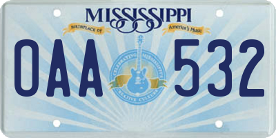 MS license plate OAA532