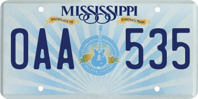MS license plate OAA535