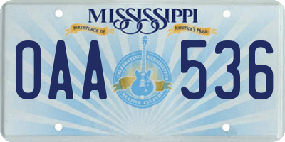 MS license plate OAA536