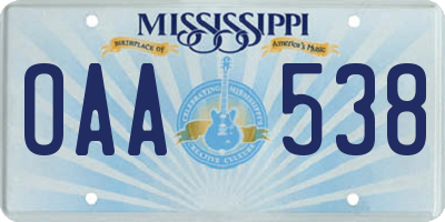 MS license plate OAA538