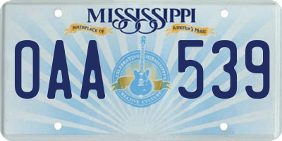 MS license plate OAA539