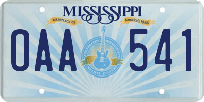 MS license plate OAA541