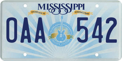 MS license plate OAA542