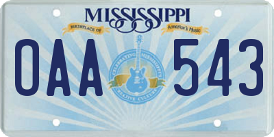 MS license plate OAA543