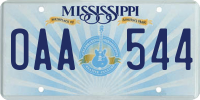 MS license plate OAA544