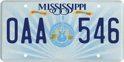 MS license plate OAA546