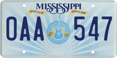 MS license plate OAA547