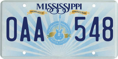 MS license plate OAA548