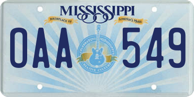 MS license plate OAA549
