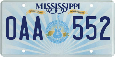 MS license plate OAA552