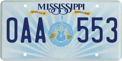MS license plate OAA553