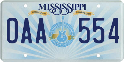 MS license plate OAA554