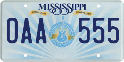 MS license plate OAA555
