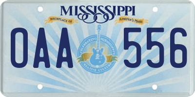 MS license plate OAA556
