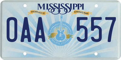 MS license plate OAA557