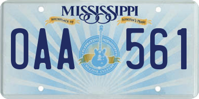 MS license plate OAA561