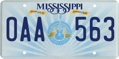 MS license plate OAA563