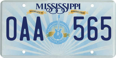 MS license plate OAA565