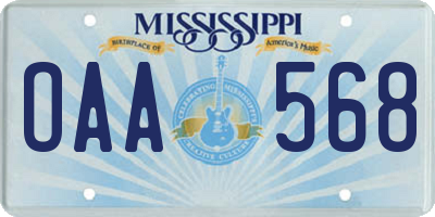 MS license plate OAA568