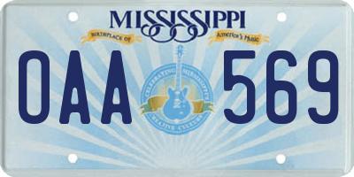 MS license plate OAA569