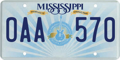 MS license plate OAA570