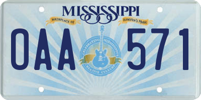 MS license plate OAA571