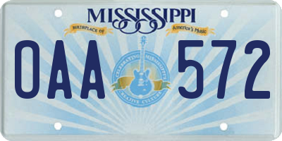 MS license plate OAA572