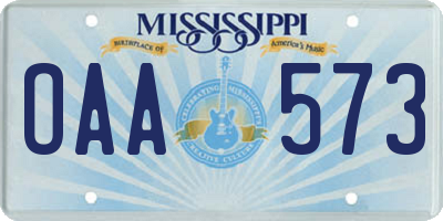 MS license plate OAA573