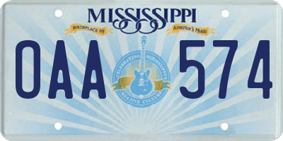 MS license plate OAA574