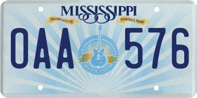 MS license plate OAA576