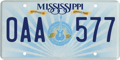 MS license plate OAA577
