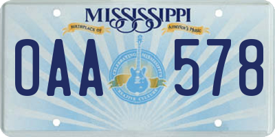 MS license plate OAA578