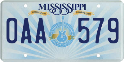 MS license plate OAA579