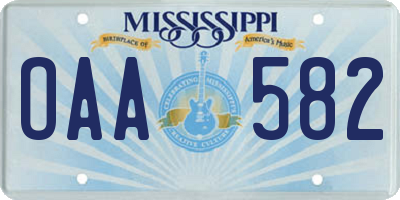MS license plate OAA582