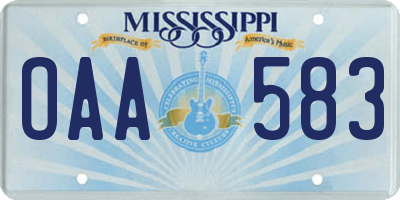 MS license plate OAA583
