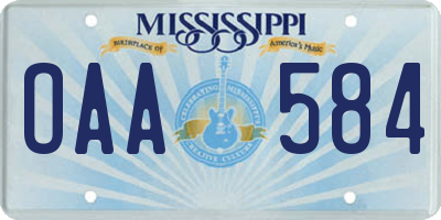 MS license plate OAA584