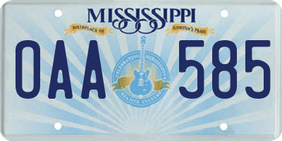 MS license plate OAA585