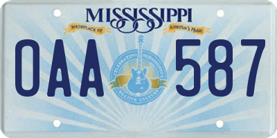 MS license plate OAA587