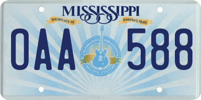 MS license plate OAA588