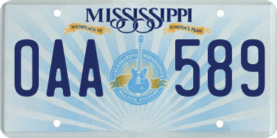 MS license plate OAA589