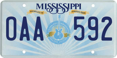 MS license plate OAA592